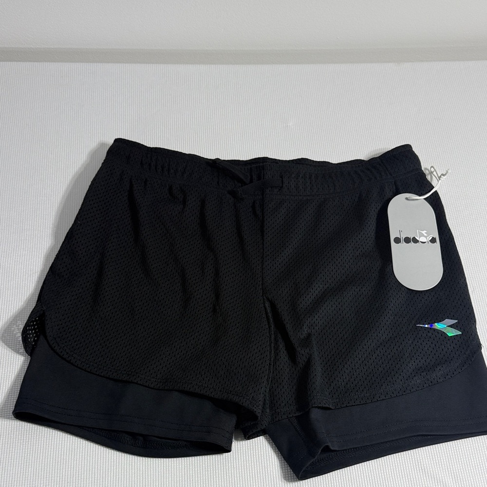 Diadora Kids Black Mesh Shorts